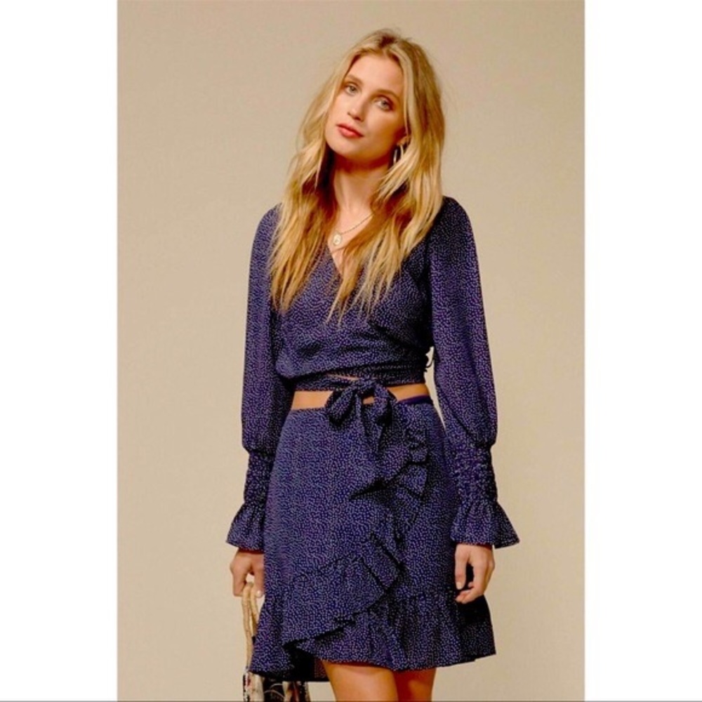 Gianni Bini GB blue and white Polka dot skirt and crop set
